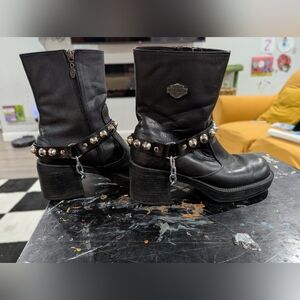 Harley Davidson boots With Custom Studed Boot Straps Size US 6.5